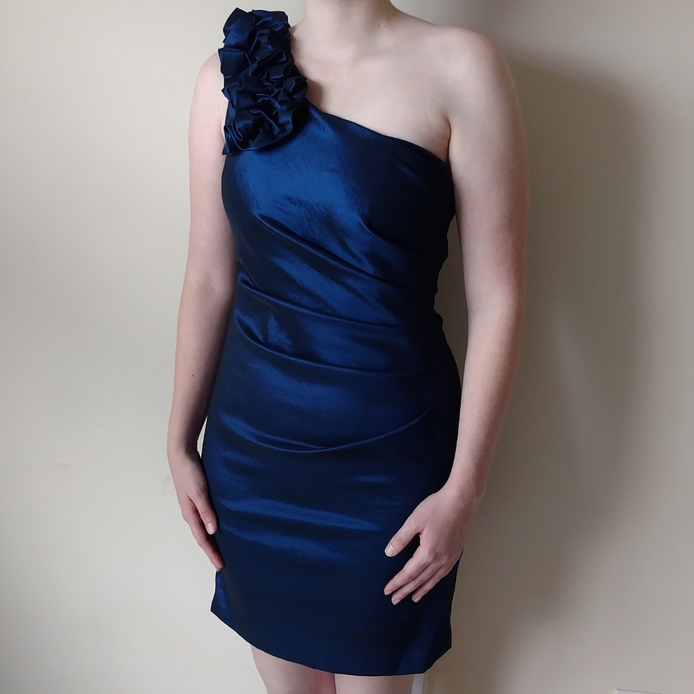 Blue Iridescent Formal Mini Dress - Picture 1 of 6